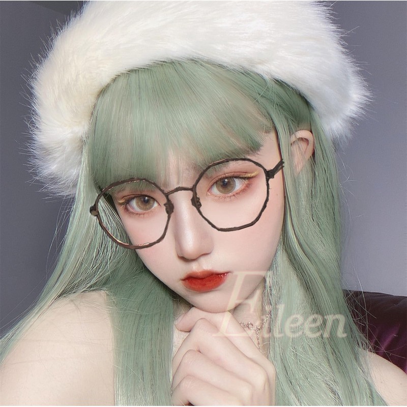 Eileen Semi-Long, Light Green Wig, Women’s Wig, Straight, Natural, Harajuku,