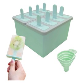 Moldes para paletas de hielo caseras Moldes de silicona para paletas-Sin BPA Con 8 Reusable Popsicle Sticks, 8 agujeros de paleta, Mini Embudo Telescópico Plegable