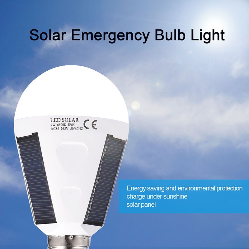 Solar Panel LED Light Bulb Portable Waterproof Indoor/Outdoor Hiking Camping