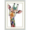 Amiiba Stamped Cross Stitch Kits, Animal Colorful Giraffe DIY 11CT