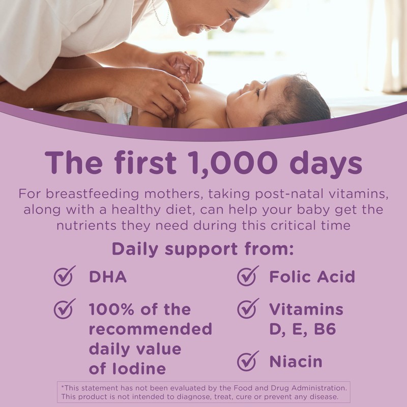 Centrum Postnatal Multivitamin Gummies with Biotin and DHA, Mixed Berry