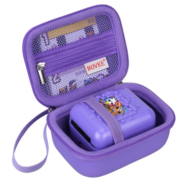 BOVKE Carrying Case for Bitzee Interactive Toy Digital Pet and Case, Hard Travel Storage Holder Fits Bitzee Virtual Electronic Pets Kids Toys, Extra Space for Manual, Batteries, Purple+Purple