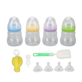 Feeding Bottles Set Multi Colors 4 Nipples PP Double Scale Baby Bottles Gift Set for Infants