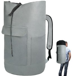 Caroeas 125L Backpack Laundry Bag, Extra Large Laundry Bags with Shoulder Straps, Laundry Bag Backpack with 4 Pockets, Laundry Hamper Bag for Laundromat, College, Travel, Dark Gray