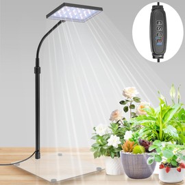 Vaterbeing LED Grow Lights for Indoor Plants, Full Spectrum Plant Grow Light with Red White Beads,Auto on/Off 3/9/12H Timer,10 Dimmable Brightness & 3 Modes, Height Adjustable (M)