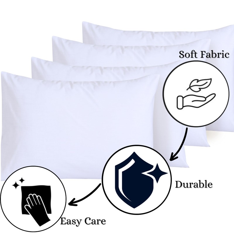 Funky Gadgets Pillow Cases 4 Pack White 200 Thread Count