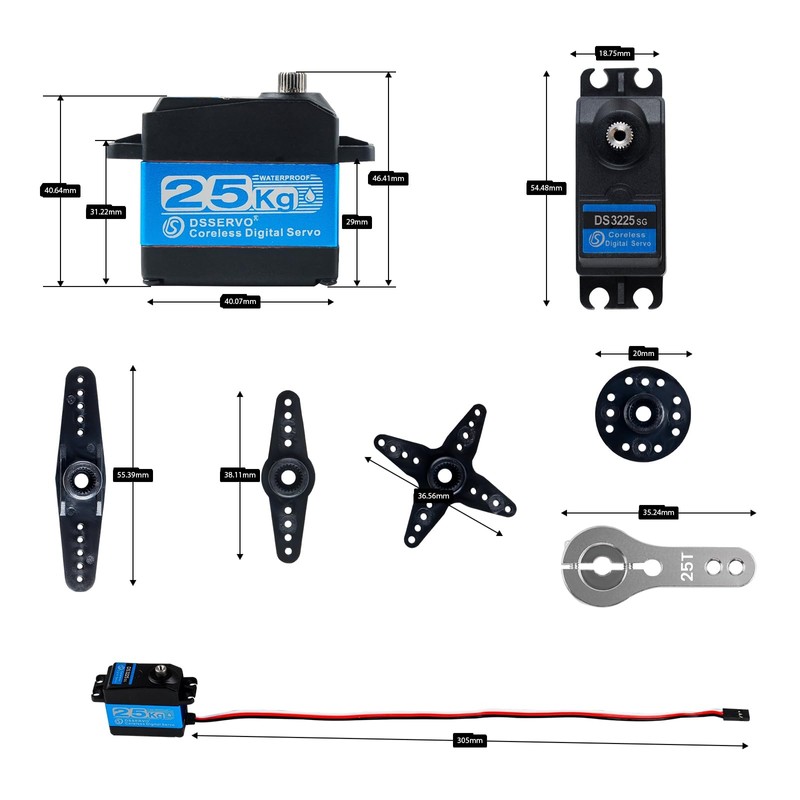 RCmall DS3225 25KG Coreless Digital RC Servo Stainless Steel &