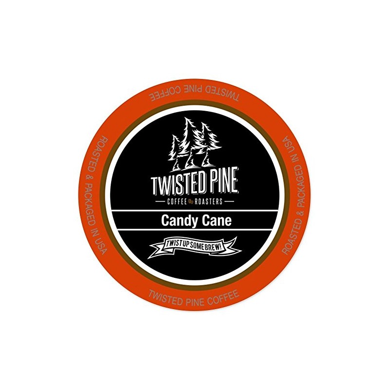 Twisted Pine Coffee Candy Cane, Flavored Coffee, Single-Serve Cups for