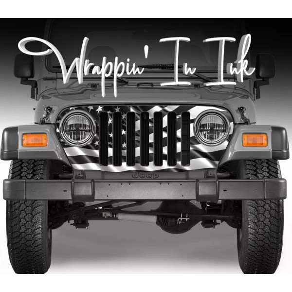 Wrappin' In Ink Grill Wrap American Flag Subdued Waving Vinyl
