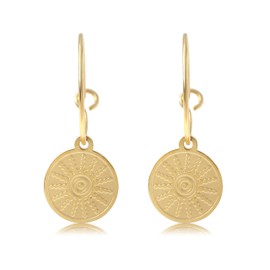 Made by Nami Stainless Steel Earrings Gold Hanging with Sun Pendant and Turquoise Stone Boho Jewellery Women Waterproof, Stainless Steel, No Gemstone