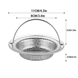 SDKZBFC 3 x kitchen sink strainer, large stainless steel sink strainer with lifting handle, food residue catcher, drain protection for hair catcher, food residues