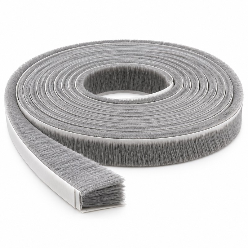 Self-Adhesive Brush Weather Stripping for Doors & Windows – Gray