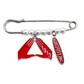 DELTA Sorority Brooch Pin - Red DST Gesture Pendant Metal Brooch - Gorgeous Sorority Society Symbol DST Letter Enamel Brooch Pin