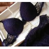 Nanier Women's Solid Lace Push up Bra Set Navy Blue