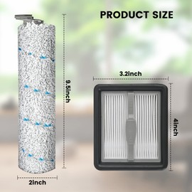 Brush Roll Replacement compatible with Bissell CrossWave X7 Pet Pro 3011 3055 3277 3279 3276A Multi-Surface Wet Dry Vacuum Cleaner 2 Brush Roll 4 HEPA Filter