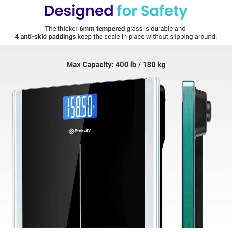 Etekcity EB9380H Digital Body Weight Bathroom Scale - Black