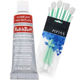 Rub n Buff Wax Metallic Silver Leaf, Rub and Buff Finish, 0.5-Fluid Ounce, Pixiss Blending and Application Tools for Applying Silver Leaf Paint
