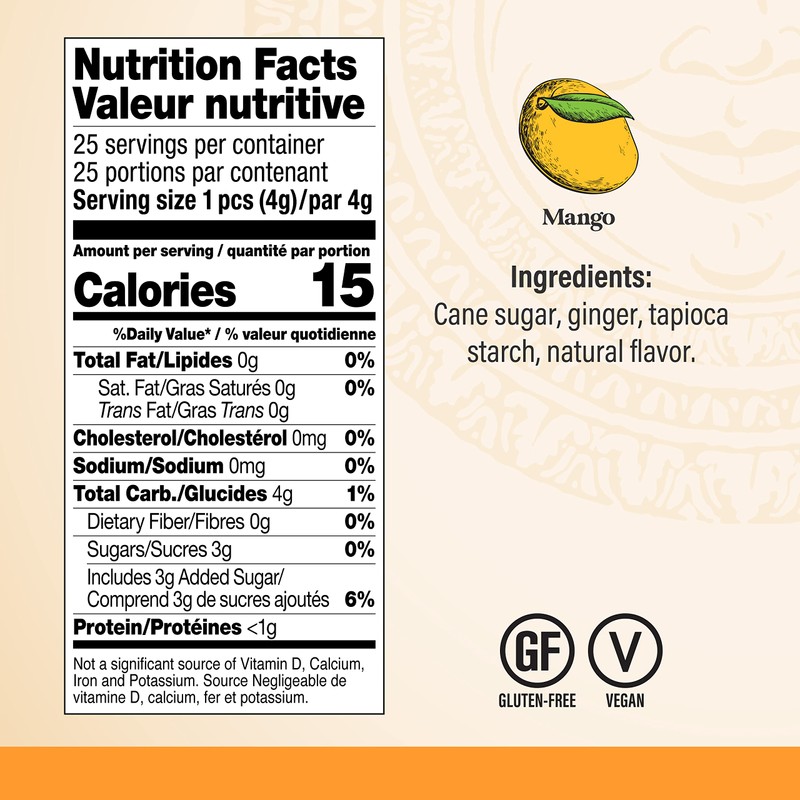 Chimes Mango Ginger Chews, 1lb Bag