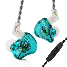 keephifi KBEAR Storm In-Ear Monitor Headphones for Singers and Musicians, 10 mm Strong Magnetic Dynamic Driver IEM Headphones, HiFi IEMS (Green, with Micro)