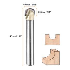 HARFINGTON 2pcs Router Bit Core Box 1/4 Shank 5/16 Inch Cutting Dia 1Flutes Tungsten Steel