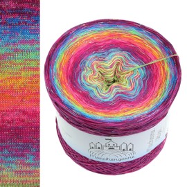Colour Gradient Yarn, Bobbel Wool with Glitter, Choice of Sizes, Knitting Wool, Crochet, 4-Ply (Multicoloured Glitter + Thread, Neon Pink Fireworks, 400 g/1520 m, 4 Pieces)