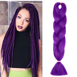 Benehair Braids Jumbo Synthetic Hair for Braiding Box Braids Hair Extension Braid Hair for Braiding Purple Hair Braids Extension for Women Girls Purple 60 cm
