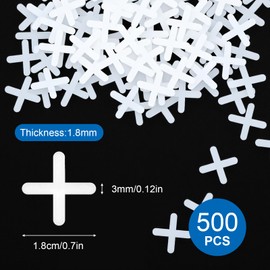 500 Pcs 3mm Floor Wall Ceramic Tile Spacers 1/8 Inch Tiles Leveler Spacers Plastic Tile Leveling System Clips White Cross Spacer Floor Replaceable Levelers for Ceramic Tiles and Stone Installation