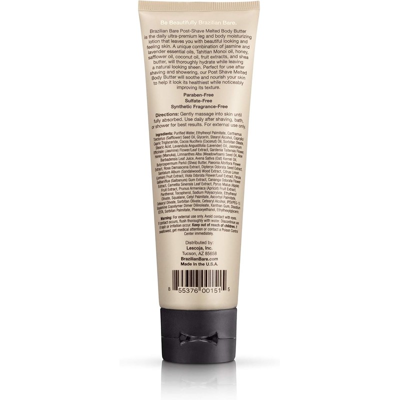 Brazilian Bare Post-shave Melted Body Butter, White Flower, 4 Fluid