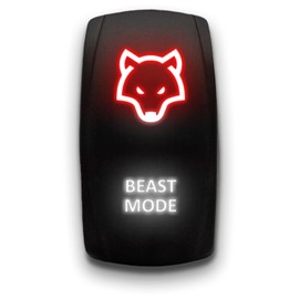 Beast Mode - Red/White - Laser Etched Toggle Switch 20A 12V - Vertical Rocker Switch 5-Pin DPST