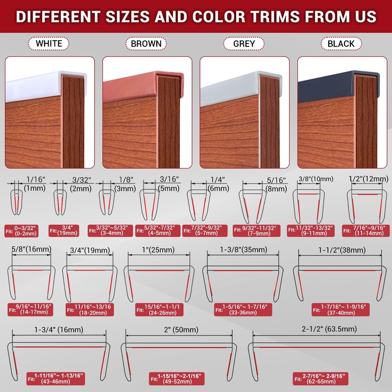 Rubber Edge Trim, Flexible Self-Adhesive U Shaped Peel and Stick