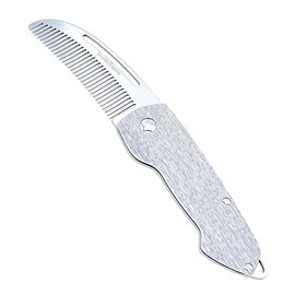 Pequeño peine plegable para bigote, peine de metal para barba para hombre, bolsillo EDC mini portátil cabe en llavero antiestático (grano de madera)