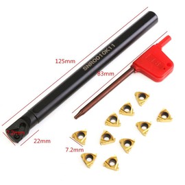 Maizoon CNC Internal Lathe Threading Boring Bar Holder + 10Pcs 11IR A60 Inserts + T8 Wrench CNC Turning Tool Stainless Steel High Grip, Impact Resistance and Strong CNC Lathe Tools DZ05