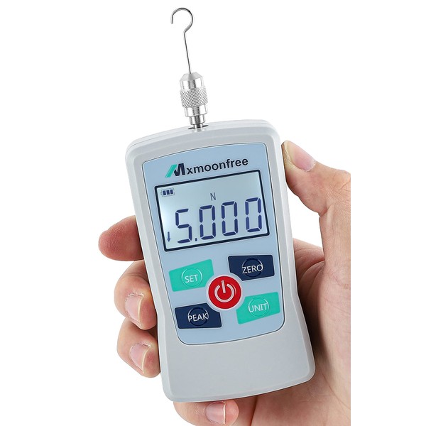 Mxmoonfree Force Gauge, Digital Push/Pull Scale, Push-Pull Gauge, Push-Pull Meter, +/-1% High Accuracy, LCD, Japanese Instruction Manual Included, Tensile, Compression Test/Measurement (5N)