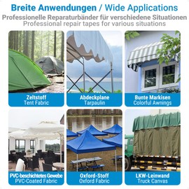 ecooe Zelt Klebeband 10M x 8CM Zelt Klebebänder Reparaturband Transparent wasserdichte Professionell geeignet für PVC-beschichtetes Zelt markisen Pavillon Flicken