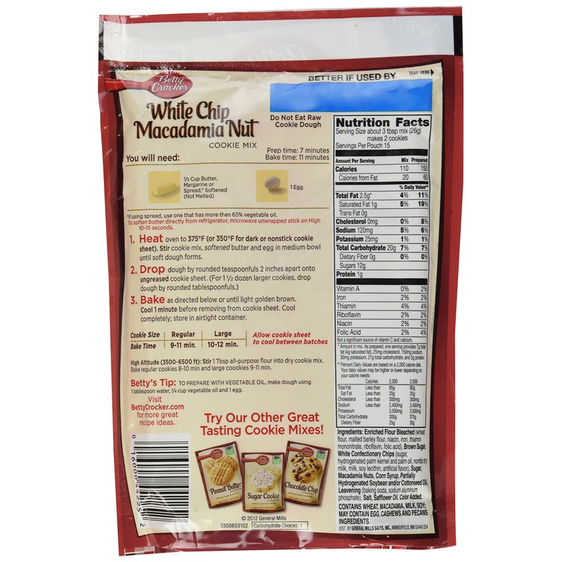 Betty Crocker White Chip Macadamia Cookie Mix, 14 Oz (3
