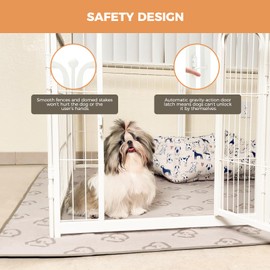 FXW Dog Gate Extra Wide Designed for Indoor Use, Adjustable Width Up to 219-inch Wide (32" H 8 Panels for Puppies and Small Dogs), White