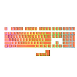 Ranked Pudding PBT Keycaps | 112 Double Shot Translucent ANSI US & ISO Layout | OEM Profile for RGB Mechanical Gaming Keyboard (Coral)