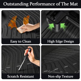 SHARGGE 17PCS Car Floor Liner for 2026 2025 2024 GMC Acadia Full SetTPE All-Weather Protection Cargo Mat with Seatback Protectors & Door Sill Guards for GMC Acadia Interior Accessories Black