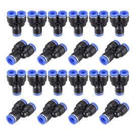 Y Shape Push Fittings, 8mm (5/16”) OD Push to Connect Quick Fitting, Air line Push Lock Tube Fitting Splitter, 20Pcs (PY8)