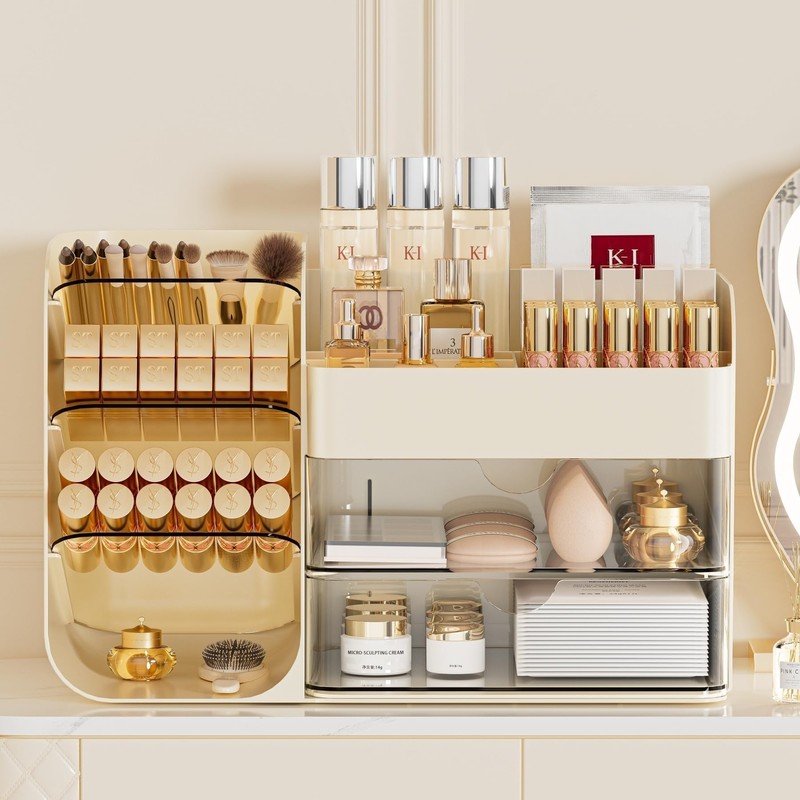 KQJS Makeup Organizer with Drawers,Large Capacity Countertop Organizer for Vanity,Bathroom