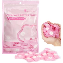 Toalla Comprimida de Viaje Desechable 100 Unidad, Toalla Facial 100% Biobasada, Mini Toallitas Limpiadoras,Ahorran Espacio,Paño Absorbente,camping,deportes, salón de belleza