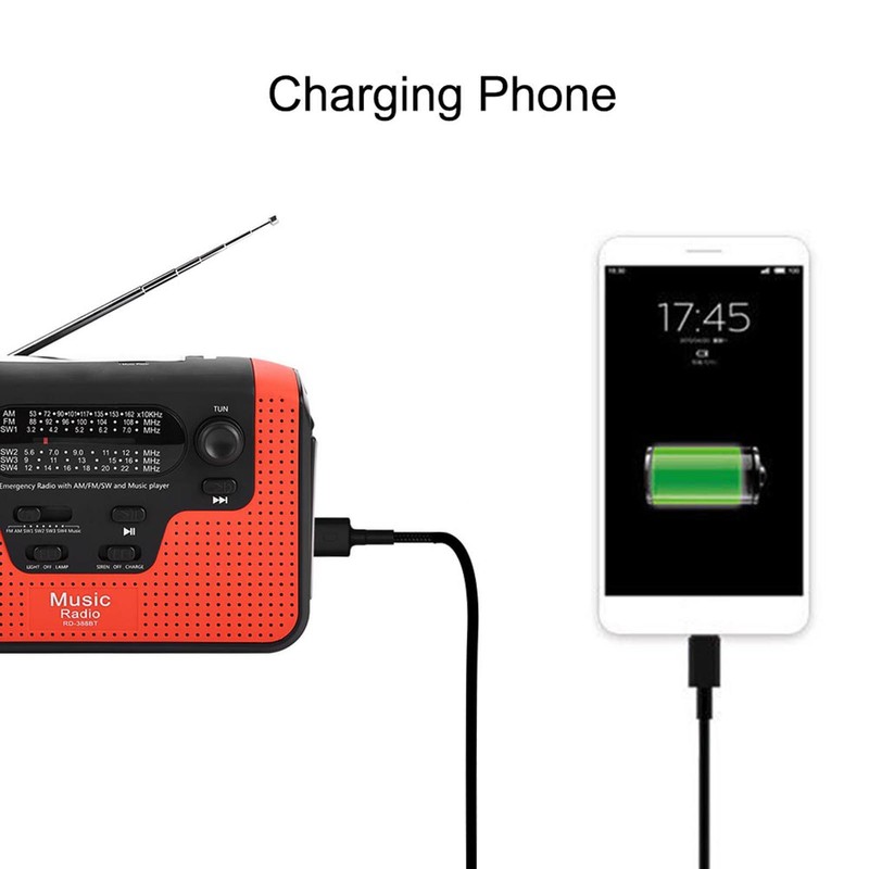 FM/AM/SW Solar Hand Crank Radio Memory Card Music for Bluetooth