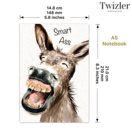 Twizler Funny Notebook A5 with Laughing Donkey Design - A5 Lined Notebook - Funny Notebook A5 - Funny Work Notebook - Funny To Do List Notepad A5 - A5 Notebook - A5 Notepad