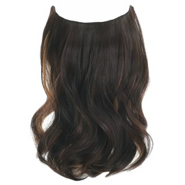 LECIPO Invisible Wire Hair Extensions Transparent Wire Adjustable Size 4 Secure Clips Long Wavy Curly Secret Hairpiece 14 Inch for Women