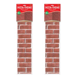 Beistle Brick Wall Backdrops, 4’ x 30’, 2 Pack – Photo Background, Easy to Adhere Wall Covering, Brick Backdrop, Christmas Party Decorations, 1920’s Party Decor, Party Backdrop, Photography Backdrop