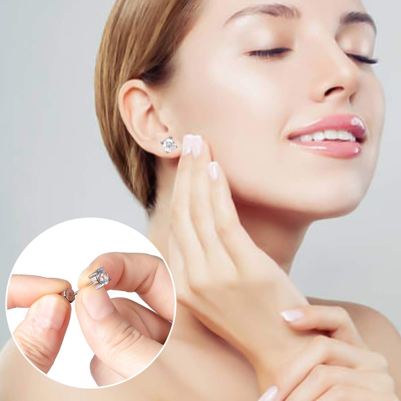 G23 Titanium Stud Earrings for Sensitive Ears (Round CZ)