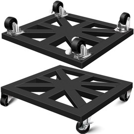 LLAXERGU Plant Caddy with Wheels, 16'' 2 Pack Metal Rolling Plant Stand Square Plant Dolly with Iron Lockable Casters Heavy Duty Pot Mover Rollers, Holds up 400 Lbs Planter