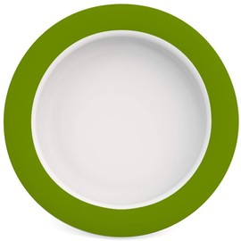 Ornamin Teller mit Kipp-Trick Ø 20 cm grün | Spezialteller mit Randerhöhung für selbstständiges Essen | Esshilfe, Melamin, Anti-Rutsch Teller, Tellerranderhöhung