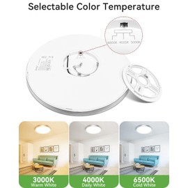 zemty LED Ceiling Light Brushed Nickel - 12In 28W Silver Round Flat Light Fixture with 3 Color Temperature 3000K/4500K/6000K - 3200lm Flush Mount Ceiling Light for Kitchen Bathroom Shower,6 Pack