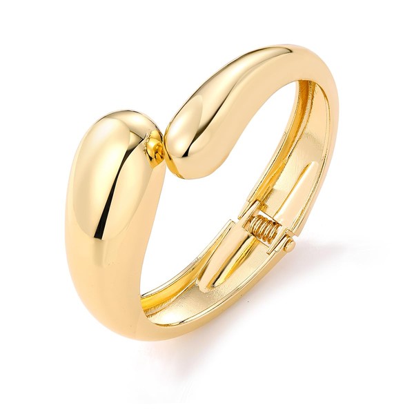 KISS WIFE Gold Bangles for Women, Chunky Gold Cuff Bracelets,